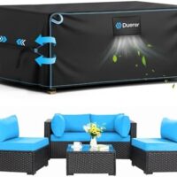 Duerer Patio Furniture Covers Waterproof 420D Outdoor Furniture Covers 74"L X 47"W X 28"H, for Patio Furniture Sets, Sofa, Table and Chair Set Cover, Anti-UV Rain Snow Dust Wind-Proof with Air Vent