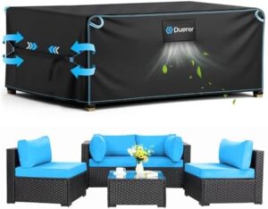 Duerer Patio Furniture Covers Waterproof 420D Outdoor Furniture Covers 74"L X 47"W X 28"H, for Patio Furniture Sets, Sofa, Table and Chair Set Cover, Anti-UV Rain Snow Dust Wind-Proof with Air Vent