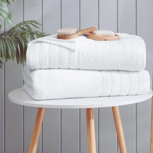 Casa Platino 30x60 100% Cotton Mercerized Large Bath Towels 4 Pack, Highly Absorbent and Quick Dry Bath Towels for Bathroom, Perfect White Towels for Hotels, Spa, Air Bnb, Adult Towels - White - Image 4