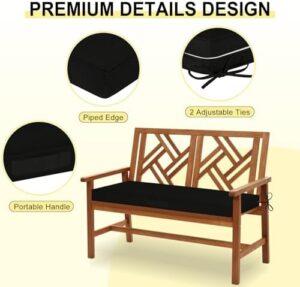 downluxe Outdoor Bench Cushion Waterproof, 48 x 18 Inch Patio Furniture Cushions with Adjustable Ties & Portable Handle, Porch Swing Cushions, Bench Cushions for Outdoor Furniture, Black - Image 4