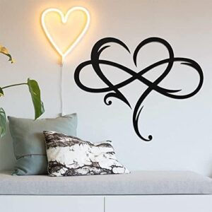 AOOLVY Infinity Heart Wall Decor, Unique Infinity Heart Metal Art Wall Decor Love Sign Steel Wall Plaques Bedroom Ornaments for Home Wedding Decor, Room Living Room Decoration (Black, 15.7x14inch) - Image 2