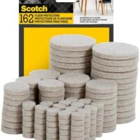 Scotch Felt Pads 162 PCS Beige, Felt Furniture Pads for Protecting Hardwood Floors, Round, Assorted Sizes Value Pack, Self-Stick design, Protecting from nicks, dents and scratches (SP845-NA)