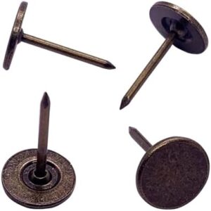 Maozaa Flat Head Upholstery Tacks, 100Pcs 7/16 Inch Flat Thumb Tacks, Bronze Vintage Style Decorative Tacks Nails for Furniture Sofa, Furniture Tacks