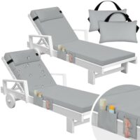 Tondiamo 2 Set Outdoor Chaise Lounge Cushions with Pillows and Storage, 72 x 21 x 3 Inch Outdoor Lounge Chair Seat Pads Outside Waterproof Chaise Cushion for Outdoor Lawn Patio Furniture(Light Gray)