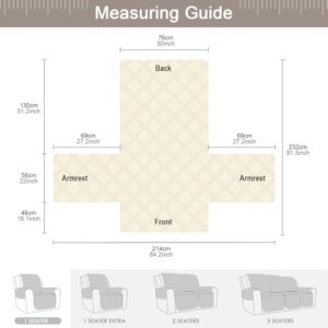 TAOCOCO Waterproof Recliner Chair Covers 30 Inch Wide, Oversized Recliner Covers for Recliner Chair with Pocket, Recliner Slipcovers with Straps Furniture Protector for Kids Pets (30'', Off White) - Image 2