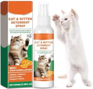 Cat Deterrent Spray, Natural Ingredients Cat Spray Deterrent for Cats and Kittens, Safe Cat Deterrent Indoor, Cat Urination Deterrent for Furniture Protection, Effective Cat Scratch Deterrent Training