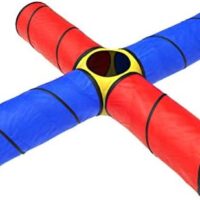 Hey! Play! Kids Play Tunnel- 4-Way Pop Up Crawl Through Tent, Indoor/Outdoor Fun for Kids, Dogs, Toddlers & Children, Foldable & Portable Playhouse, Multicolor