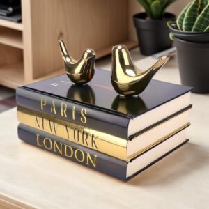 Decorative Books for Home Decor with Small Birds Statues Gold Home Decoration, Modern Style Coffee Table Book Decor, Stacked Books for Bedroom, Living Room, Office Desktop, Cabinets Shelf Decor - Image 8