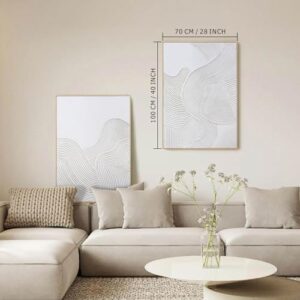 Framed Neutral Abstract Wall-Art Painting - Large Abstract Canvas Wall Decor 3D Curve Illustrations Hand painting for Living Room, Bedroom, Office - 2 Piece 28 x 40 Inch, Ready to Hang - Image 6