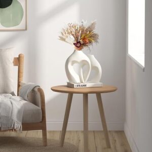 White Vases for Decor, Heart Shaped Ceramic Vase Set of 2, Nordic Heart Shaped Vases, Minimalist Decorative Vase for Table Centerpiece Wedding Dining Living Room Office House Decoration - Image 7
