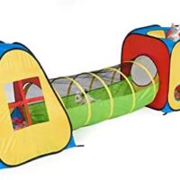 UTEX 3 in 1 Pop Up Play Tent with Tunnel, Ball Pit for Kids, Boys, Girls, Babies and Toddlers, Indoor/Outdoor Playhouse,Yellow