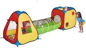 UTEX 3 in 1 Pop Up Play Tent with Tunnel, Ball Pit for Kids, Boys, Girls, Babies and Toddlers, Indoor/Outdoor Playhouse,Yellow