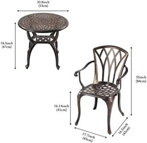 Jardin DE CENTENNAIL 3-Piece Outdoor Bistro Set Cast Aluminum Rust-Resistant Patio Furniture Armchairs Design (Copper) - Image 2
