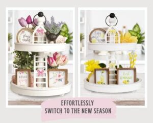 The Ultimate Farmhouse Tiered Tray Decor Set - Beautiful Year Round Seasonal & Holiday Decoration Bundle - The Perfect Lemon, 4th of July, Summer and Spring Centerpiece Design for Home & Kitchen Decor - Image 6