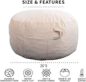 Bean Bag Chairs, Memory Foam Stuffing Bean Bag Chair for Adults/Teens/Kids, Velvet Lazy Sofa Furniture with Removable High-Rebound Memory Foam for Living Room Bedroom College Dorm - Image 4