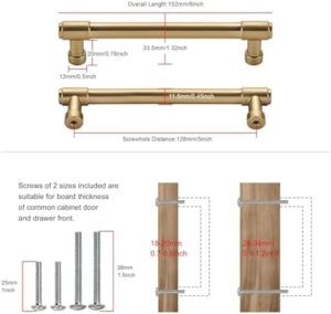TUNNY 10 Pack Modern Round Cabinet Handle-5"/128mm Screw Spacing Champagne Bronze Furniture Hardware Handles for Kitchen Cabinets Bedroom Cabinet Pull - Image 2