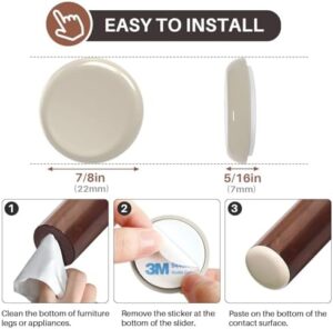Furniture Sliders for Carpet Furniture Glides for Carpet Furniture Moving Pads Chair Sliders for Carpet with 3M Self-Stick Adhesive RUSIDO 7/8 Inch 20pcs Beige - Image 5