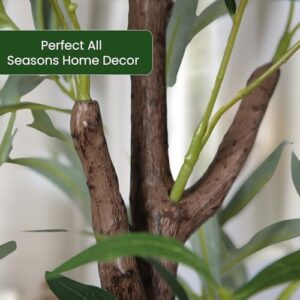 Artificial Olive Tree 5FT Tall Faux Silk Plant 60inch Fake Olive Tree with Trunk and Lifelike Fruits for Home Office Decor Indoor 1pack - Image 5