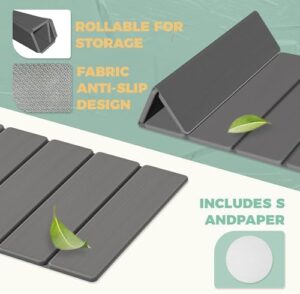 Stone Bath Mat - Foldable Diatomite Bath Mat, 23.81 x 15.35”, Non-Slip, Super Absorbent, Quick Drying Bathroom Mat | Easy to Clean Shower Floor Mat, Dark Gray - Image 5