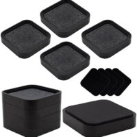 MinBoo Furniture Risers Solid Bamboo Bed Riser Double Sided Non-Slip Anti Tipping Square Stackable Adjustable Block Desk Sofa Chair Legs Refrigerator Washing Machine Support up to 5000 pounds 4 Pack
