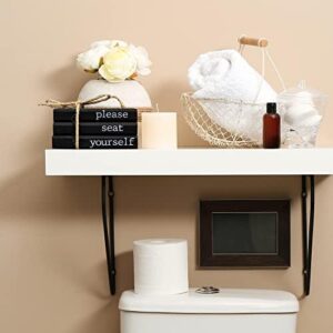 Farmhouse Bathroom Decor - Funny Rustic Wooden Mini Books for Your Restroom Shelf - The Perfect Small Decorative Accent for The Guest Bathroom - Black - Image 6