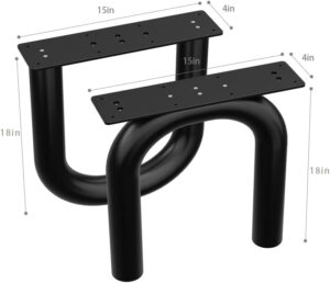 Orgerphy 18” Black U-Shape Metal Table Legs (2PCS)| Coffee Table Legs Heavy Duty Furniture Legs Bench Legs | Mid Century Modern Metal Legs for Coffee Table Furniture Bench Legs (18”H x 15”W) - Image 2