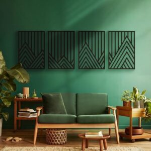 Glamativity 4 Pcs Black Abstract Mountain Line Metal Wall Art, 17 x 12'' Minimalist Décor Single Line Art Wall Décor, 3D Textured Sculptures, Decorative Forest Nature Abstract Line Minimalist Wall Décor Hanging for Living Room Bedroom Bathroom Study(Black, M Size 17 x 12'') - Image 4