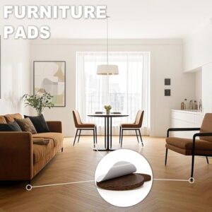 Chair Leg Floor Protectors, 48 PCS 1inch,Felt Furniture Pads, Furniture Sliders,Non Slip Pads Grippers,Under Couch Blocker,Chair Leg Pads,Furniture stoppers,Cabinet Bumpers (Brown, 1") - Image 6
