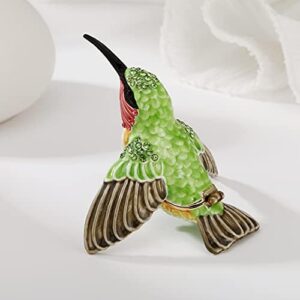 Hand Painted Enamel Hummingbird Trinket Box for Home Decor, Hinged Jewelry Organizer for Ring Earrings, Unique Figurine Keepsake Collectible Personalized Elegant Handmade Ornament (Hummingbird-1) - Image 3