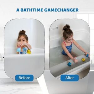 Tub Topper® Bathtub Splash Guard Play Shelf Area - Toy Tray Caddy Holder Storage - Suction Cups Attach to Bath Tub - No Mess Water Spill in Bathroom - Fun for Toddlers Kids Baby (Gray) - Image 2