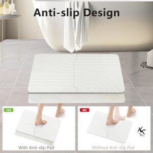 Stone Bath Mat, Diatomaceous Earth Bath Shower Mat for Bathroom Floor -Super Absorbent, Easy to Clean (22.8 * 15.3" White) - Image 5
