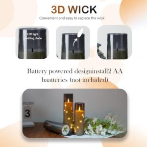 Flameless LED Candles with Timer 9 Pc Flickering Flameless Candles for Romantic Ambiance and Home Decoration Stable Acrylic Shell,with Embedded Star String,Battery Operated Candles(Grey) - Image 2