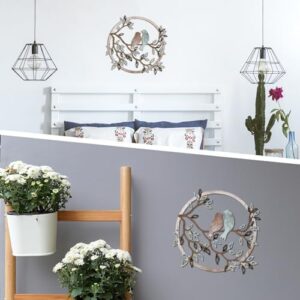 Ferraycle Metal Wall Art Bird on Tree Branch Silhouette Bird Art Decor for Living Room Garden Bedroom Office Home Wall Housewarming Party Decor(Fresh Color) - Image 6