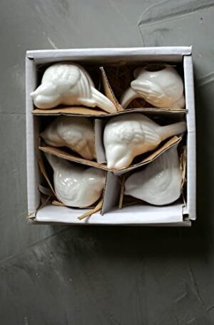 Set of 6 White Ceramic Birds - Image 3