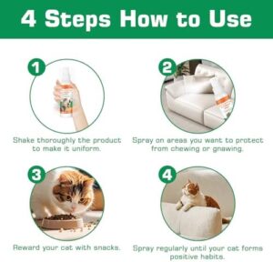 Cat Deterrent Spray, Natural Ingredients Cat Spray Deterrent for Cats and Kittens, Safe Cat Deterrent Indoor, Cat Urination Deterrent for Furniture Protection, Effective Cat Scratch Deterrent Training - Image 6