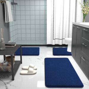 OLANLY Thick Memory Foam Bath Mat Rug 36x24, Extra Soft Absorbent Bathroom Rug, Quick Dry Bath Mats, Non-Slip, Machine Washable Carpet for Bathroom, Tub and Shower, Home Decor Accessories, Navy - Image 7