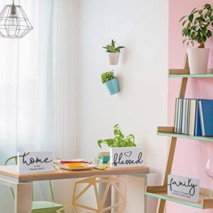 Jetec 3 Pcs Family Home Blessed Rustic Wood Sign Mini Wood Decorative Farmhouse Woodworks Table Shelves Decorations Sign for Bedroom Kitchen Living Room Table Decor(White,4.25 x 2.76 x 0.59 in) - Image 6