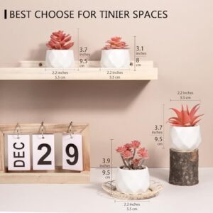 VIVERIE Mini Succulents Plants Artificial in Pots-Rose Pink, Christmas Small Fake Succulents Plants for Home Halloween Decor Indoor for Women, White Ceramic, Set of 4, Gifts for Mom - Image 2