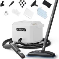 Steam Cleaner: 50s Fast Heat-up Steamer for Home Furniture Mattress Surface Bed Bathroom Tile Grout Hardwood Floor Cleaning White