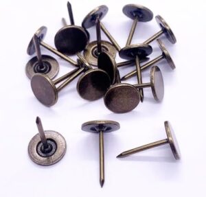 Maozaa Flat Head Upholstery Tacks, 100Pcs 7/16 Inch Flat Thumb Tacks, Bronze Vintage Style Decorative Tacks Nails for Furniture Sofa, Furniture Tacks - Image 4