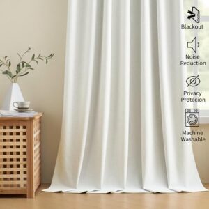 Joydeco Pinch Pleated Linen Blackout Curtains 2 Panels, 84 Inches Long Room Darkening Curtains,100% Blackout Textured Insulated Drapes for Bedroom & Luxury Living Room Decor (W40 x L84 Inch, Ivory) - Image 4