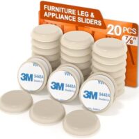Furniture Sliders for Carpet Furniture Glides for Carpet Furniture Moving Pads Chair Sliders for Carpet with 3M Self-Stick Adhesive RUSIDO 7/8 Inch 20pcs Beige
