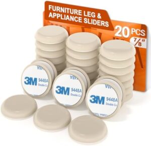 Furniture Sliders for Carpet Furniture Glides for Carpet Furniture Moving Pads Chair Sliders for Carpet with 3M Self-Stick Adhesive RUSIDO 7/8 Inch 20pcs Beige