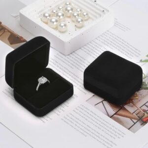 2 Pieces Velvet Metal Wedding Ring Box, Elegant Jewelry Earring Studs Gift Box for Women Girl, Ring Holder Case for Engagement Proposal, Anniversary, Bridal Party Decor (Black) - Image 3
