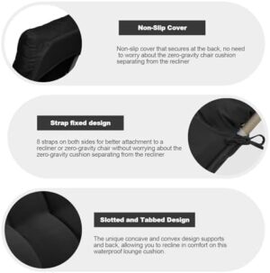 Outdoor Chaise Lounge Chair Cushion Waterproof 66 x 21 x 4 Inches Indoor Outdoor Memory Foam Lounge Chair Cushions with Ties, Soft Thickened Lounge Chair Cushions for Outdoor Furniture, Black - Image 5