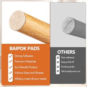 Furniture Pads 300 Pack Premium Furniture Felt Pads (Beige), Huge Quantity Self Adhesive Anti Scratch Floor Protector for Furniture Legs Hardwood with 60 Cabinet Door Bumpers - Image 2