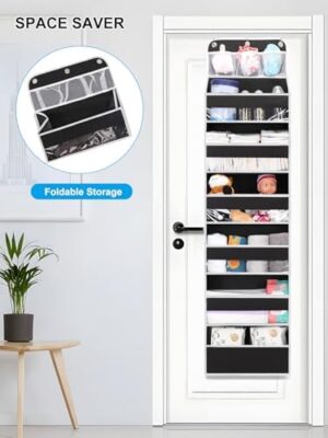 Over the Door Storage, Large Capacity Behind Closet Door Organizer for Bedroom Nursery to Store Diaper Kids Toys Shoes Sundries Over Door Hanging Organizer with 6 Tier Clear Deep Pockets 1 Pack - Image 7