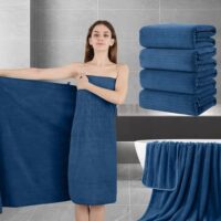 Extra Large Bath Sheet Set of 4,Ultra Soft Fluffy Towel,35”x 70”Oversized Bath Towel Set,Premium Microfiber Bathroom Towel Set Highly Absorbent Quick Dry Shower Towel for Bathroom,Hotel,Spa (Navy)