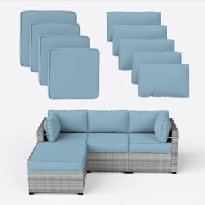 9 Pcs Outdoor Patio Cushions Covers Replacement Waterproof with Zipper for 5 Pcs Patio Furniture Set, Covers Only