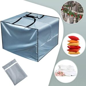 Patelai 2 Pcs Cushion Cover Bag 32 x 32 x 24'' Outdoor Patio Storage Waterproof Oxford Packing Bags for Moving with Zipper Handles for Xmas Storage Camping Picnic Furniture Pillow (Gray) - Image 3